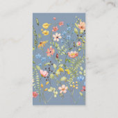 Eenvoudige Wildflower Blue QR-code & RSVP bruiloft Informatiekaartje (Achterkant)