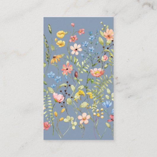 Eenvoudige Wildflower Blue QR-code & RSVP bruiloft Informatiekaartje (Achterkant)