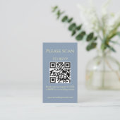 Eenvoudige Wildflower Blue QR-code & RSVP bruiloft Informatiekaartje (Staand voorkant)