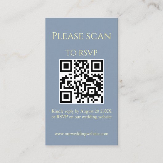 Eenvoudige Wildflower Blue QR-code & RSVP bruiloft Informatiekaartje (Voorkant)