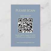Eenvoudige Wildflower Blue QR-code & RSVP bruiloft Informatiekaartje (Voorkant)