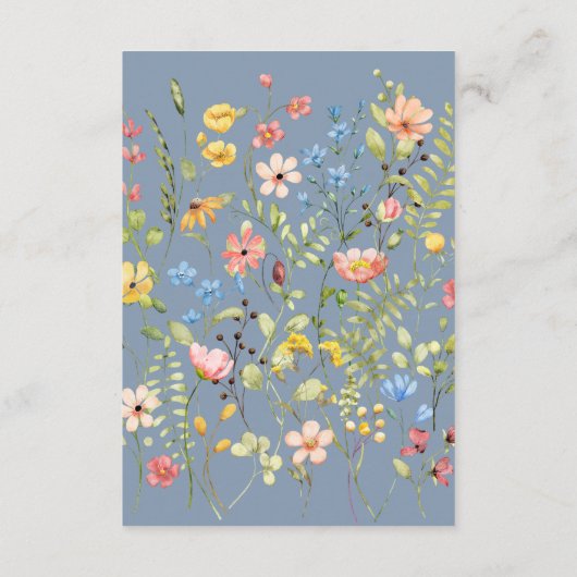 Eenvoudige Wildflower Blue QR-code & RSVP bruiloft Informatiekaartje (Achterkant)