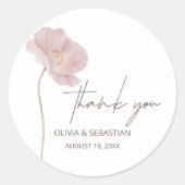Eenvoudige Wildflower Boho Bruiloft Dank u Ronde Sticker (Voorkant)