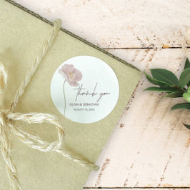 Eenvoudige Wildflower Boho Bruiloft Dank u Ronde Sticker