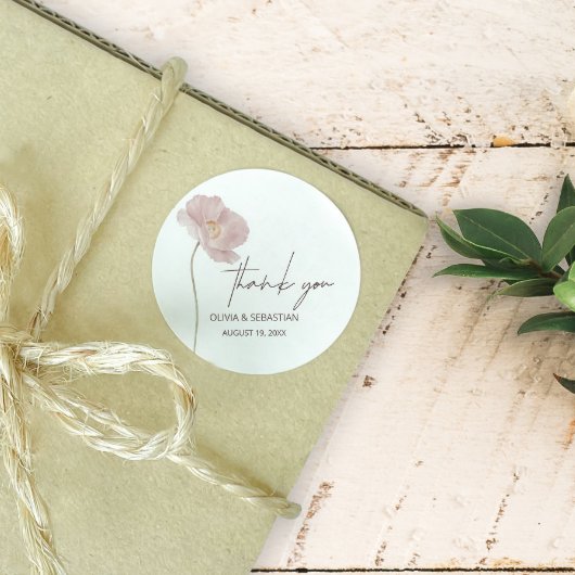 Eenvoudige Wildflower Boho Bruiloft Dank u Ronde Sticker