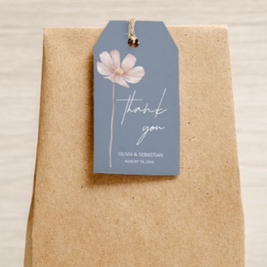 Eenvoudige Wildflower Boho | Dusty Blue Bedankt Cadeaulabel