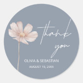 Eenvoudige Wildflower Boho | Dusty Blue Bedankt Ronde Sticker (Voorkant)
