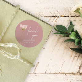 Eenvoudige Wildflower Boho | Dusty Blue Bedankt Ronde Sticker