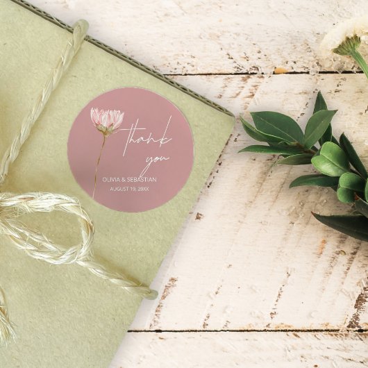 Eenvoudige Wildflower Boho | Dusty Blue Bedankt Ronde Sticker