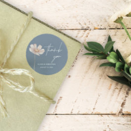 Eenvoudige Wildflower Boho | Dusty Blue Bedankt Ronde Sticker