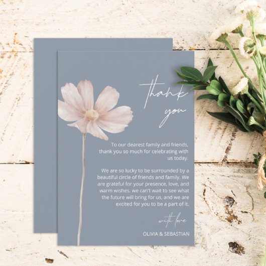 Eenvoudige Wildflower Boho | Dusty Blue Wedding Bedankkaart