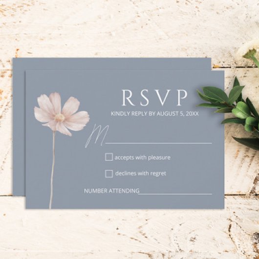 Eenvoudige Wildflower Boho | Dusty Blue Wedding RS RSVP Kaartje