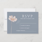 Eenvoudige Wildflower Boho | Dusty Blue Wedding RS RSVP Kaartje (Voorkant)