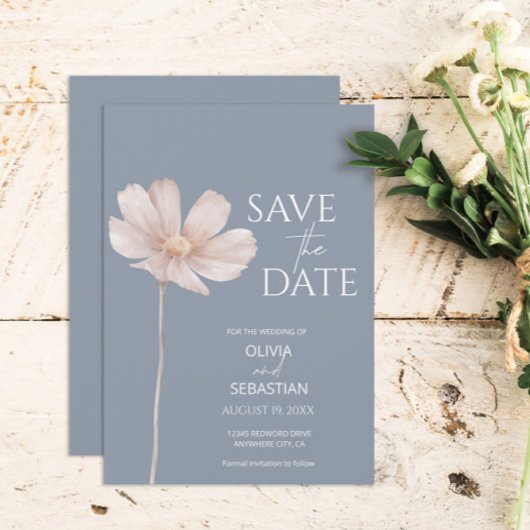 Eenvoudige Wildflower Boho | Dusty Blue Wedding Save The Date