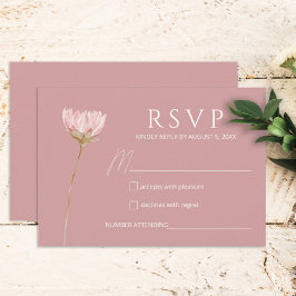 Eenvoudige Wildflower Boho | Dusty Roos bruiloft R RSVP Kaartje