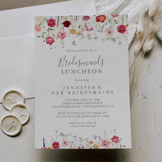 Eenvoudige Wildflower Bruidsmeisjes Luncheon Douch Kaart