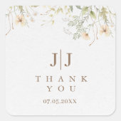 Eenvoudige Wildflower bruiloft Dank u Favor Vierkante Sticker (Voorkant)