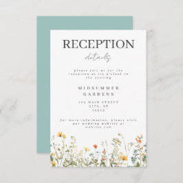 Eenvoudige Wildflower bruiloft receptie Informatiekaartje