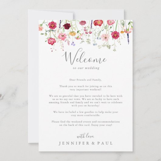 Eenvoudige Wildflower bruiloft welkomstbrief (Voorkant)