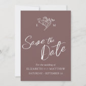 Eenvoudige wildflower bruin witte foto save the date (Voorkant)