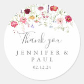 Eenvoudige Wildflower Dank u Wedding Favoriet Ronde Sticker (Voorkant)