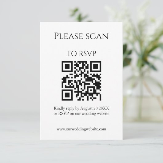 Eenvoudige Wildflower Elegante QR-code & RSVP brui (Staand voorkant)