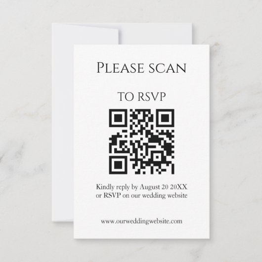 Eenvoudige Wildflower Elegante QR-code & RSVP brui Kaartje (Voorkant)