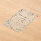 Eenvoudige Wildflower Elegante Tuin Wedding Acryl Uitnodigingen (Laagn)