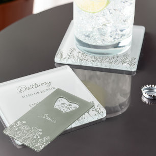 Eenvoudige Wildflower elke kleur bruiloft Creditkaart Flessenopener