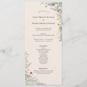 Eenvoudige Wildflower Fern Beige Weddenflat Programmakaart (Voorkant)