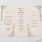 Eenvoudige Wildflower Fern Beige Wedding Program F (Voorkant)