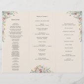 Eenvoudige Wildflower Fern Beige Wedding Program F (Achterkant)