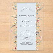 Eenvoudige Wildflower Fern Dusty Blue Repetitie Di Acryl Uitnodigingen (Voorkant)