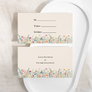 Eenvoudige Wildflower Fern Wedding Entree Choice F Plaatskaartje