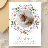 Eenvoudige Wildflower Foto Baby shower Bedankkaart