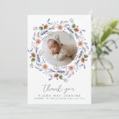 Eenvoudige Wildflower Foto Baby shower Bedankkaart (Staand voorkant)