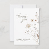 Eenvoudige Wildflower foto bruiloft dank u kaart (Voorkant)