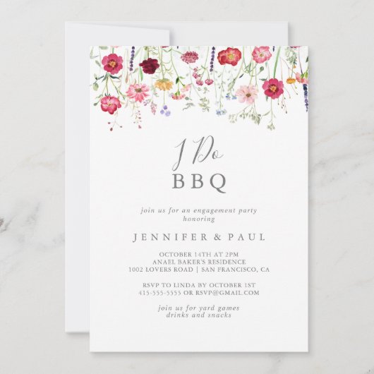 Eenvoudige Wildflower I Do BBQ Engagement Party Kaart (Voorkant)