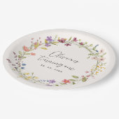 Eenvoudige Wildflower krans 1e verjaardagsfeestje Papieren Bordje (Gekanteld)