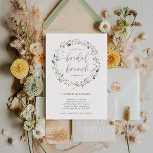 Eenvoudige Wildflower krans   Bruidsbrunch Kaart