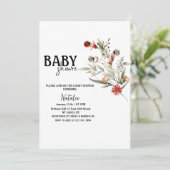 Eenvoudige Wildflower Labybug Baby douche uitnodig Kaart (Staand voorkant)