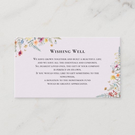 Eenvoudige Wildflower Lavendel Bruiloft Wishing We Informatiekaartje (Voorkant)