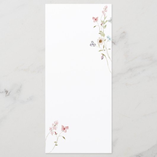 Eenvoudige Wildflower Liefde in Bloom Vrijgezellen Menu (Achterkant)