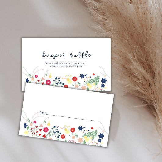 Eenvoudige Wildflower Luier Raffle Baby shower Informatiekaartje