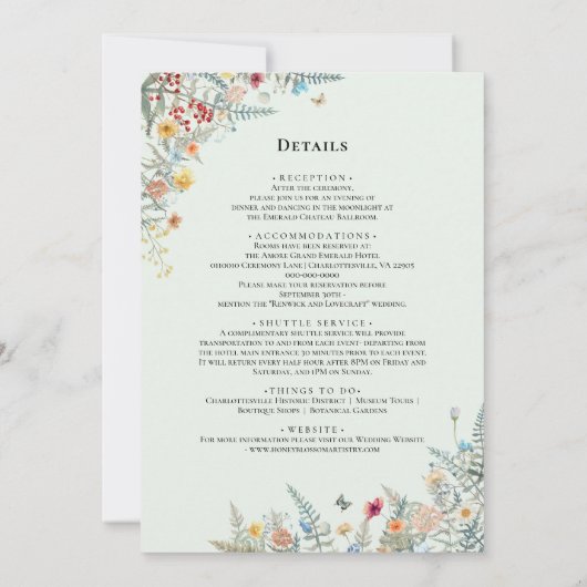 Eenvoudige Wildflower Mint Groen Monogram Details  Kaart (Achterkant)