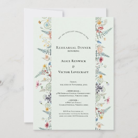 Eenvoudige Wildflower Mint Groene Huwelijksrepetit Kaart (Voorkant)