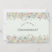 Eenvoudige Wildflower Mint Groomsman Voorstel Kaar Kaart (Voorkant)