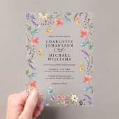 Eenvoudige Wildflower Moderne Rustieke Tuin Huweli Acryl Uitnodigingen (Insitu (Draagbaar))