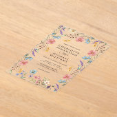 Eenvoudige Wildflower Moderne Rustieke Tuin Huweli Acryl Uitnodigingen (Laagn)