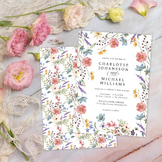 Eenvoudige Wildflower Moderne Rustieke Tuin Huweli Kaart